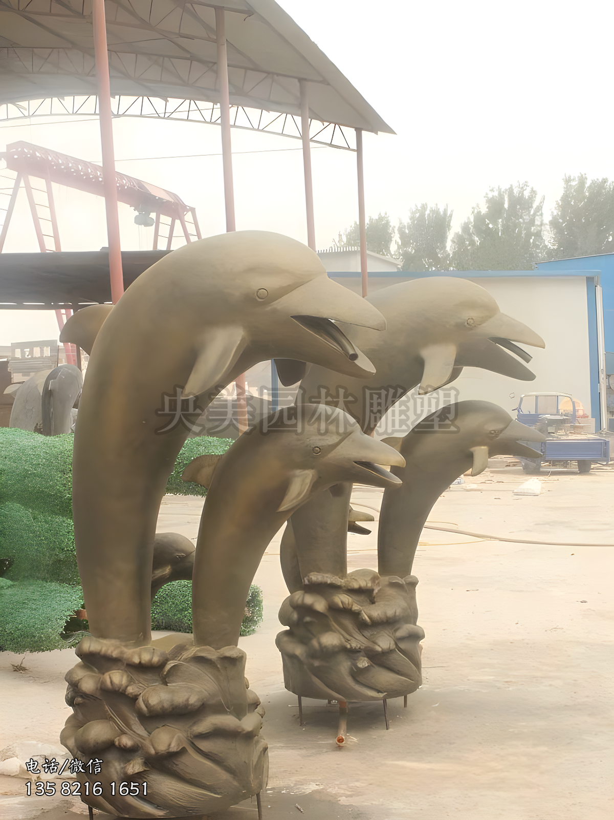 鑄銅噴水海豚雕塑