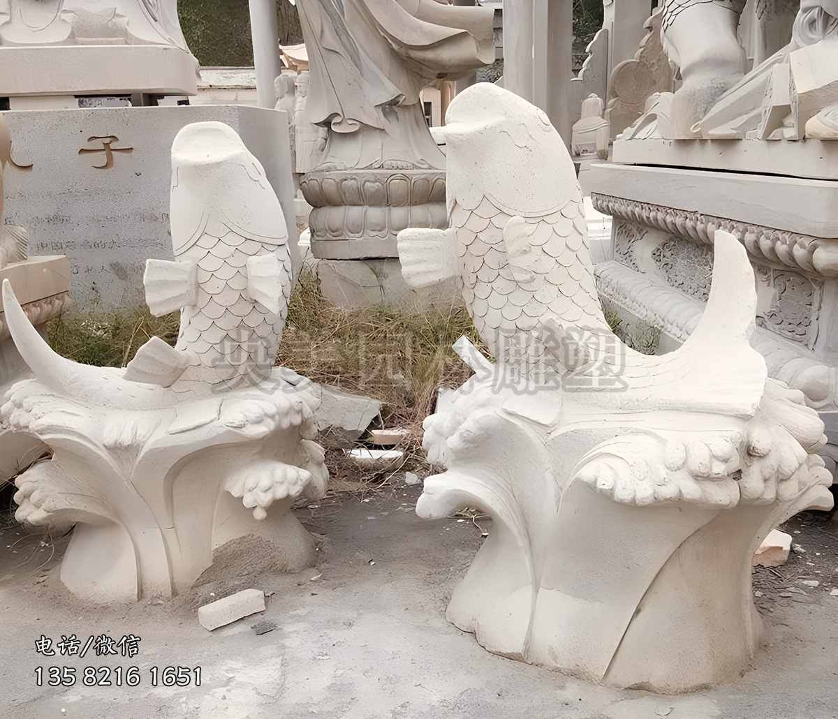 大理石噴水鯉魚(yú)雕塑