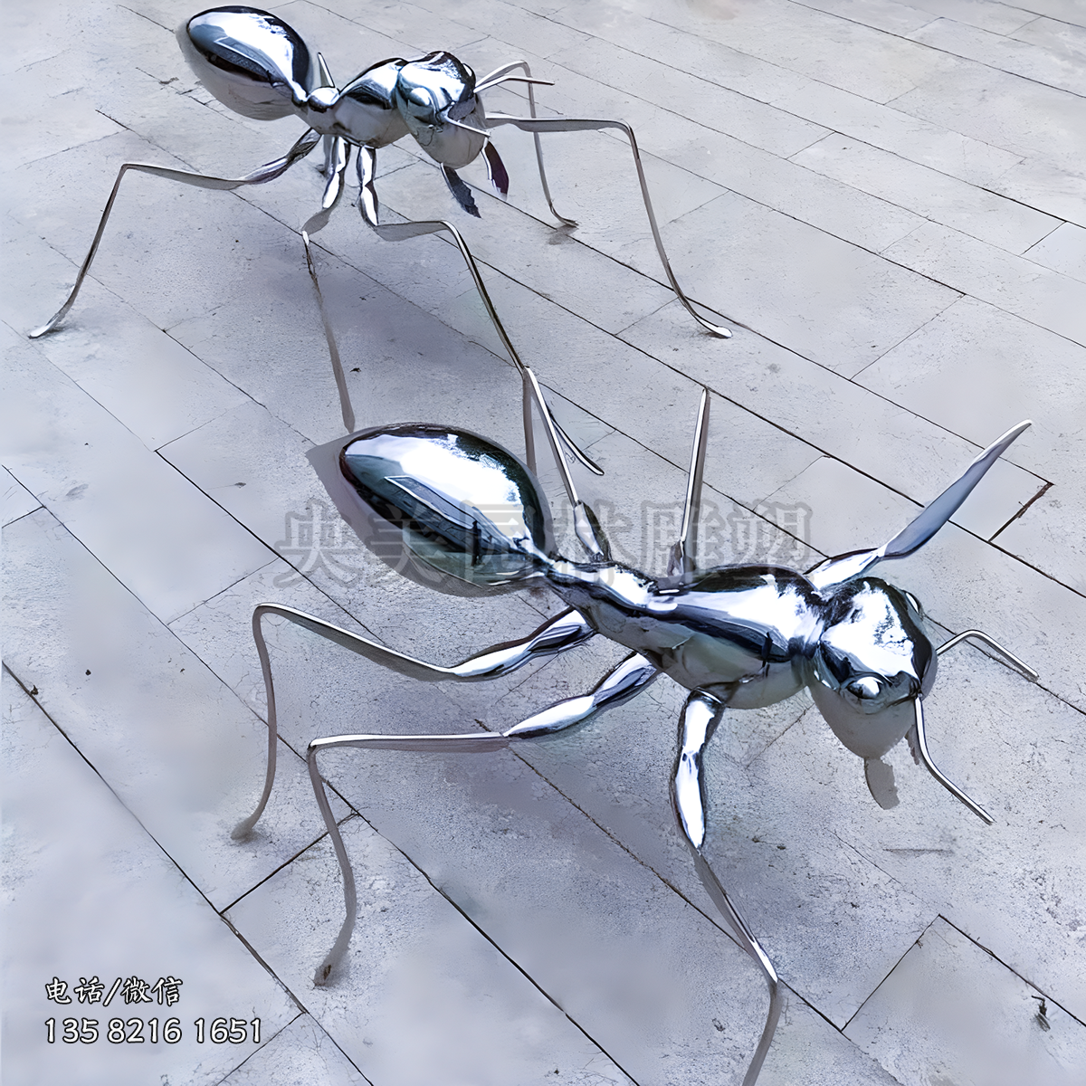 不銹鋼鏡面螞蟻雕塑