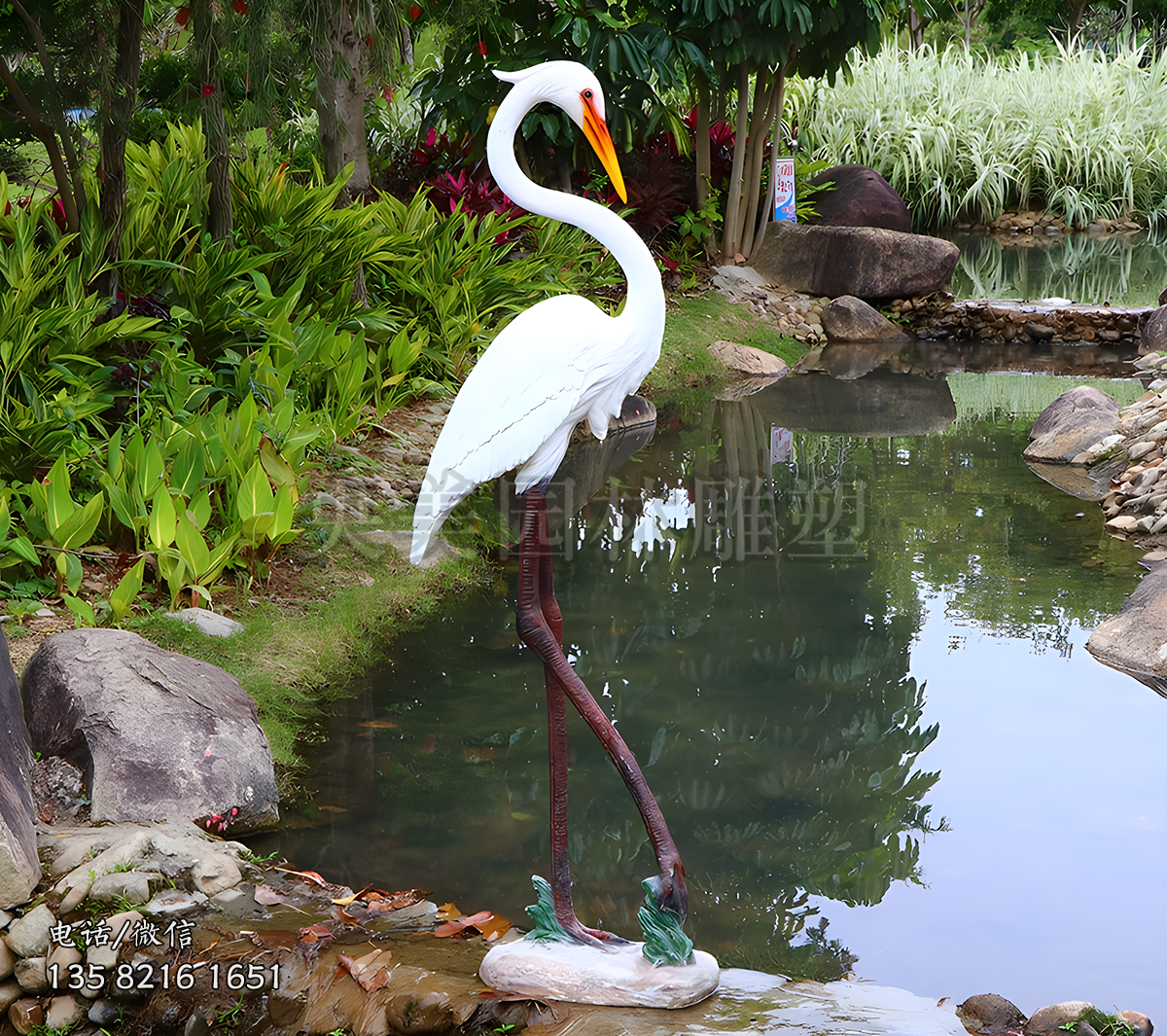 玻璃鋼白鷺仿真動物雕塑