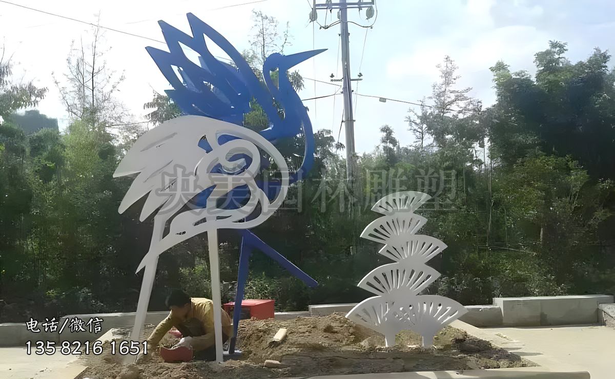 不銹鋼天鵝剪影雕塑