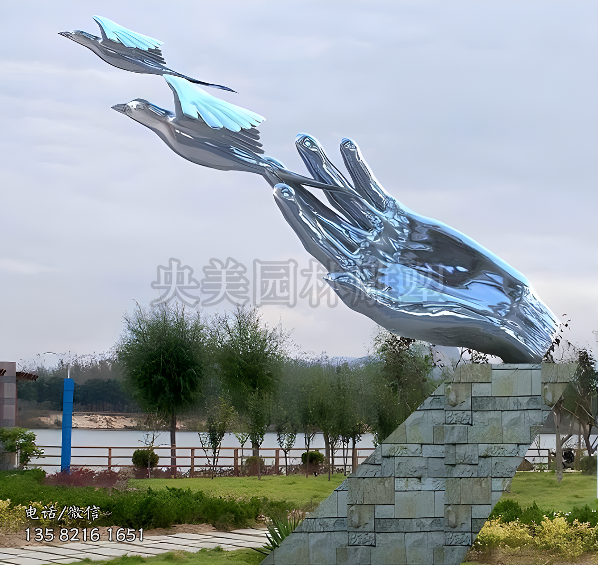放飛鴿子不銹鋼景觀雕塑