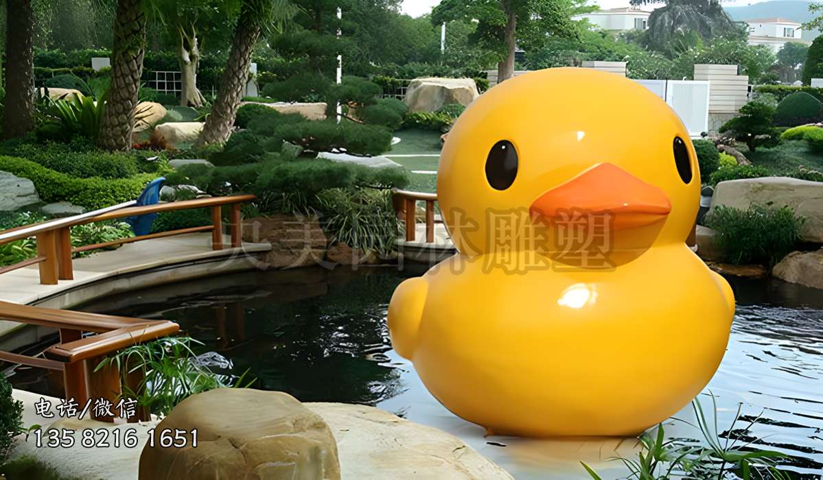 小黃鴨雕塑擺件