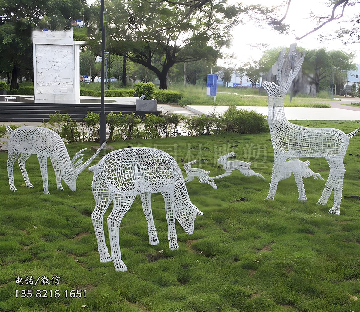 鏤空編織工藝梅花鹿雕塑