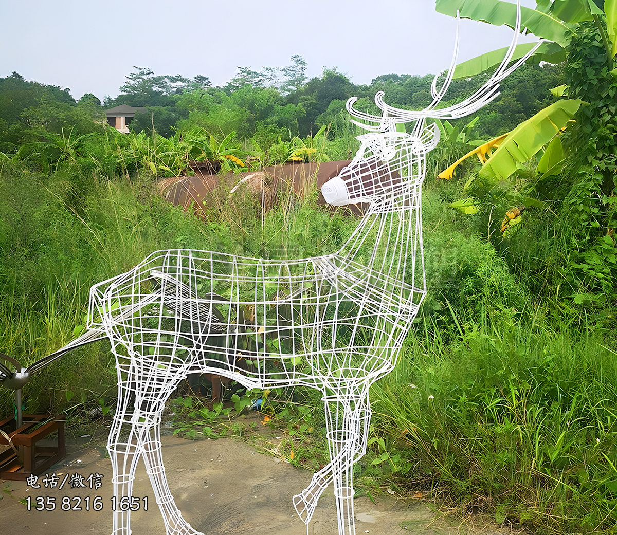鏤空鐵藝網(wǎng)格梅花鹿雕塑