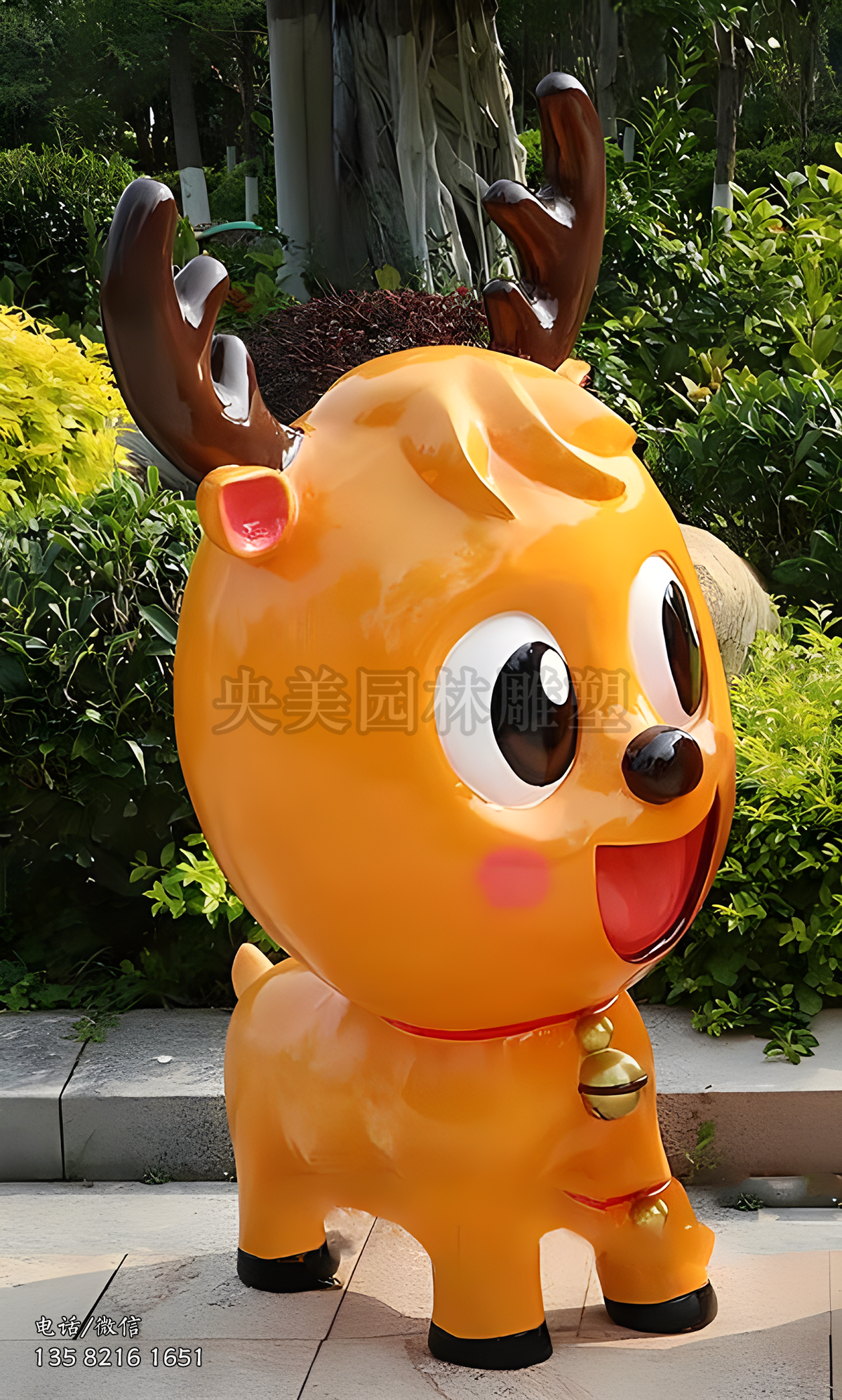 可愛(ài)卡通小鹿玻璃鋼雕塑