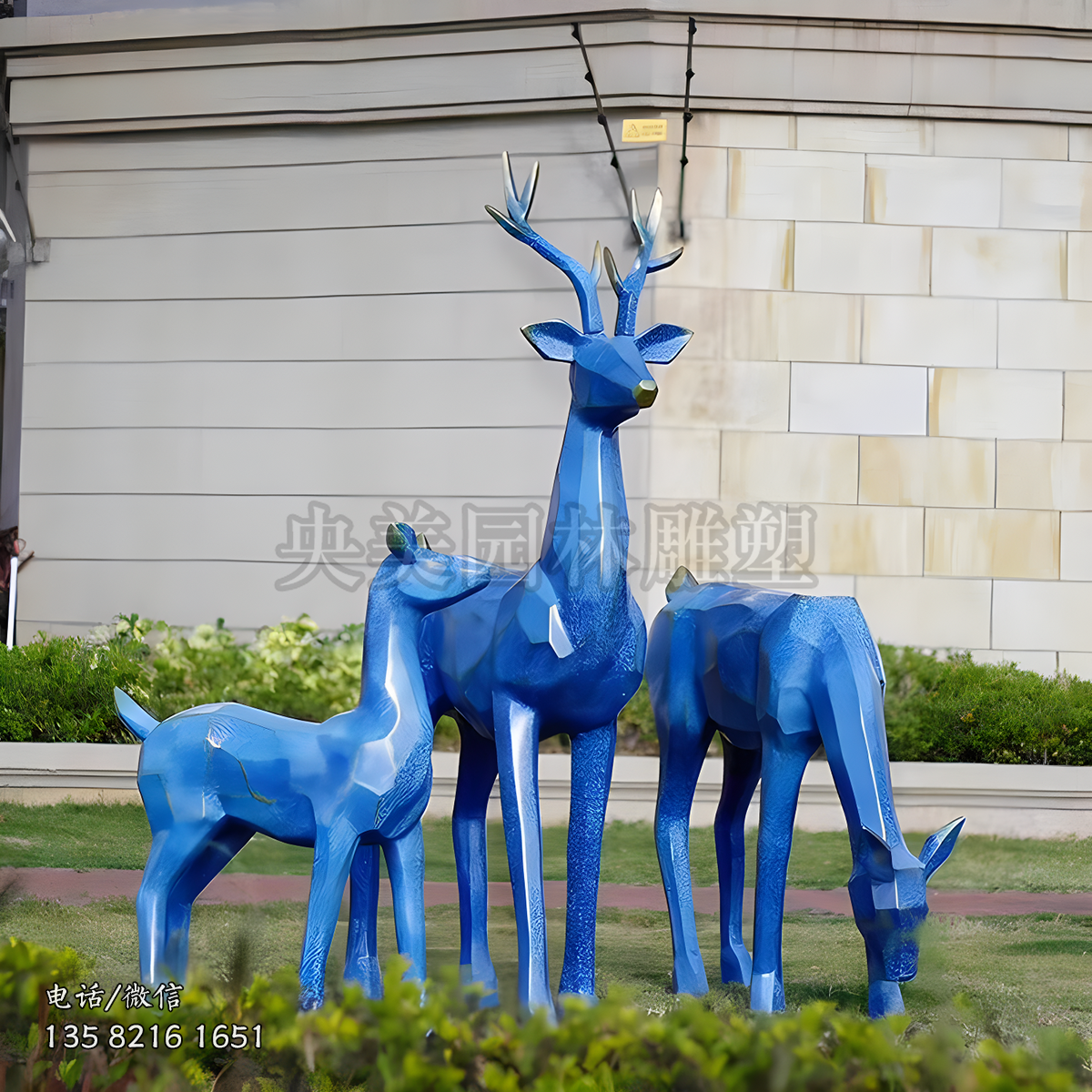 幾何形玻璃鋼梅花鹿雕塑