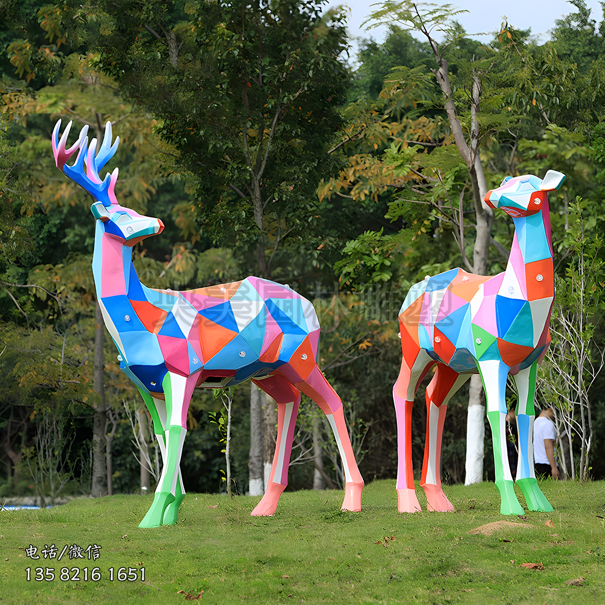 幾何形發(fā)光梅花鹿雕塑