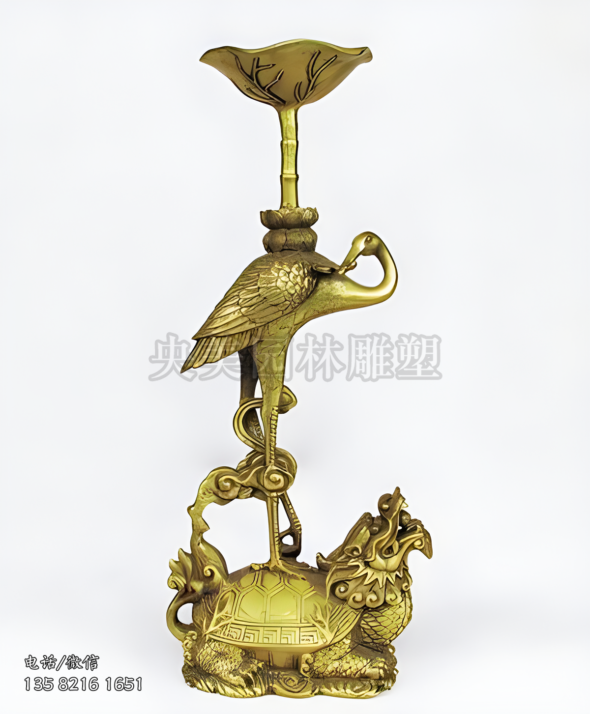 龜鶴銅雕燈盞造型雕塑