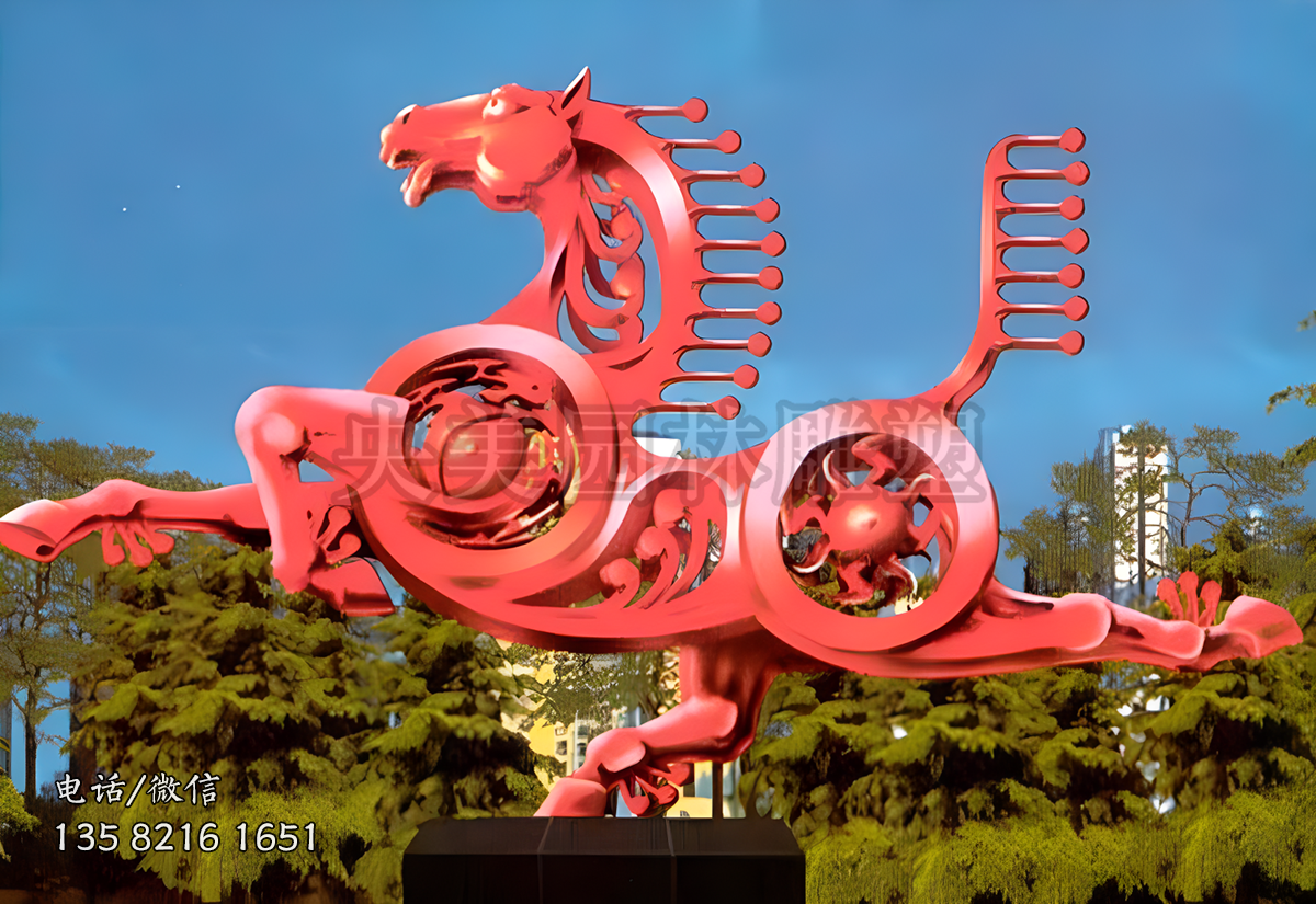 創(chuàng)意不銹鋼奔馬景觀雕塑