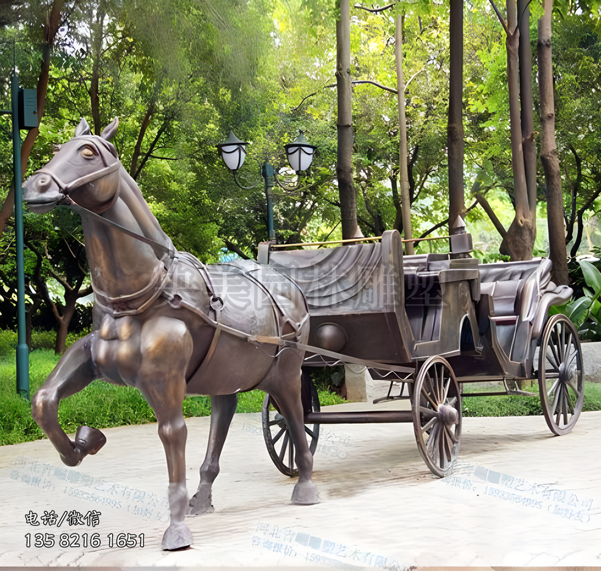 純銅鑄造馬車景觀雕塑