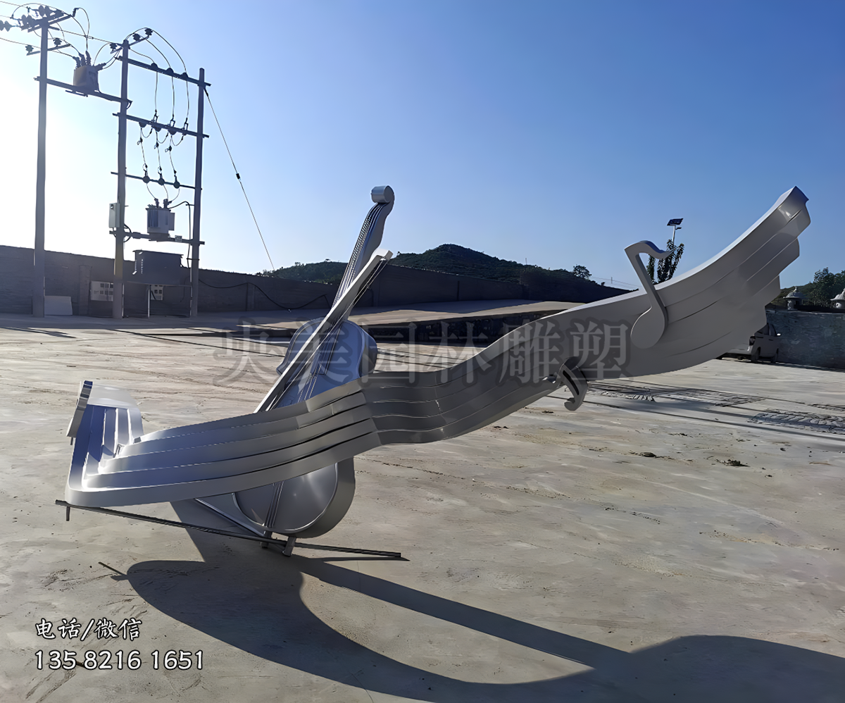 大提琴和音符裝飾的音樂(lè)主題不銹鋼景觀(guān)雕塑