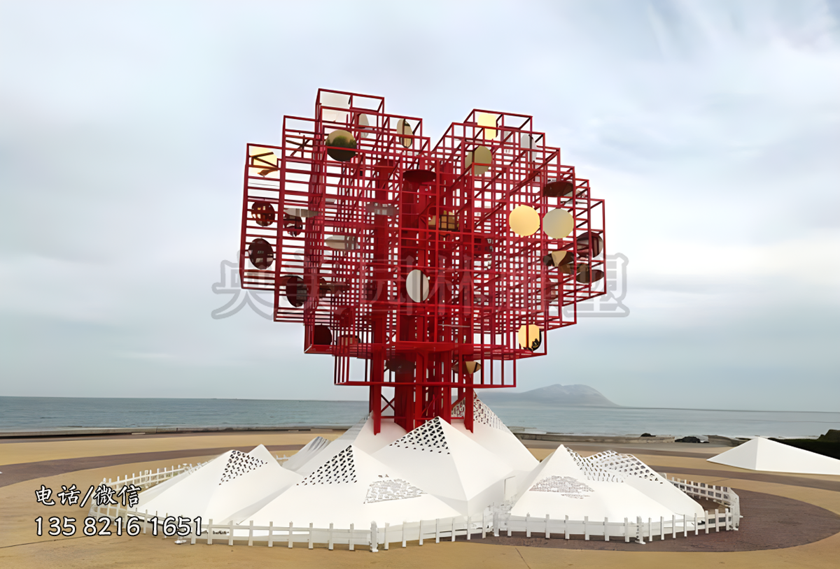 不銹鋼網(wǎng)格鏤空愛(ài)心景觀雕塑