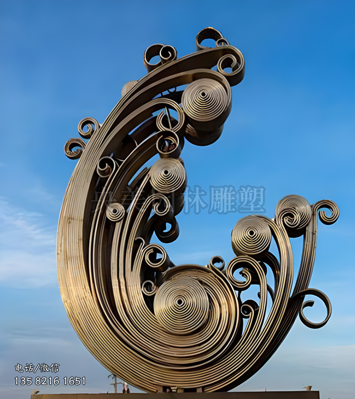 幾何造型不銹鋼抽象浪花雕塑